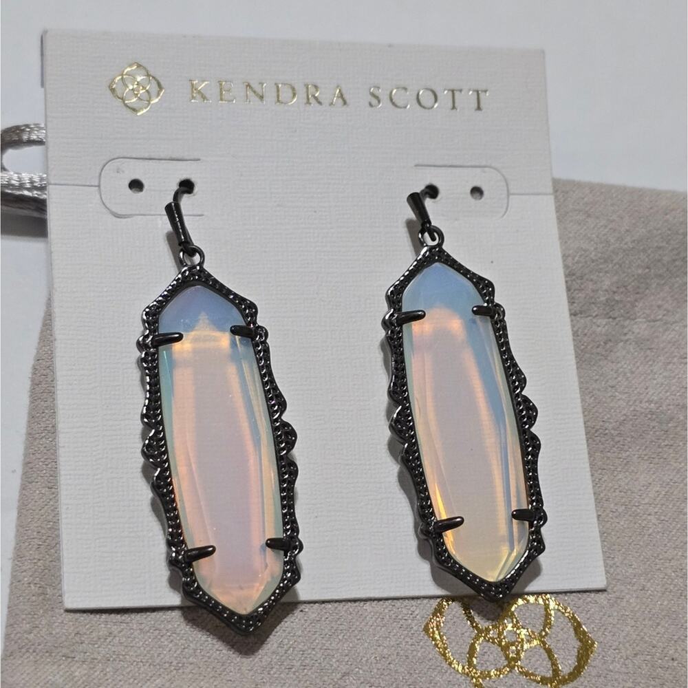 Kendra Scott "Mystic Bazaar" Francie Iridescent Opalite Gunmetal Drop Earrings